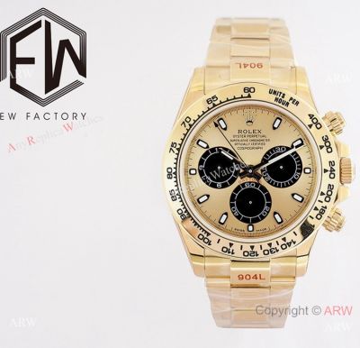  Swiss Made Rolex Daytona Panda Yellow Gold Watch in A7750